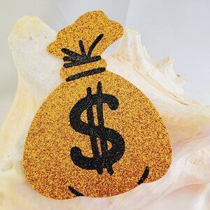 Pair of gold glitter money bag pasties nipple covers dancer NWT